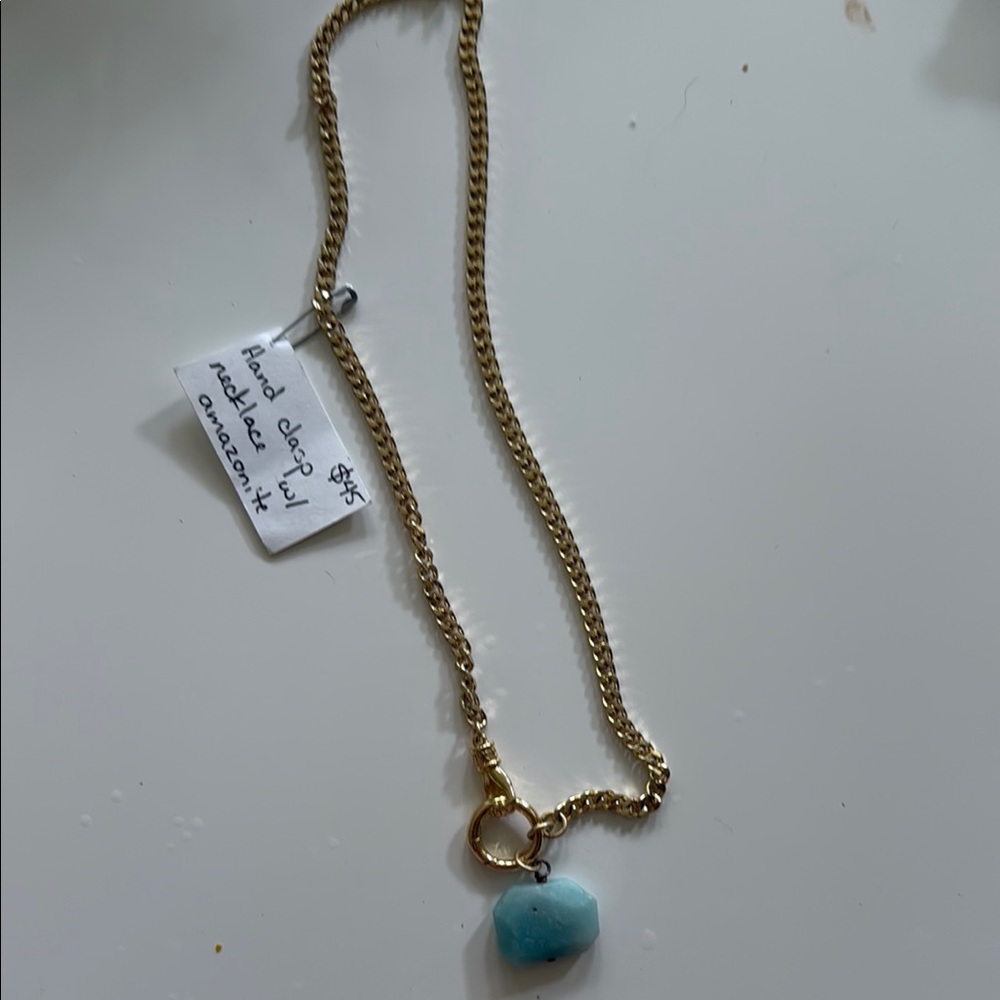 Gold Necklace with Turquoise Pendant